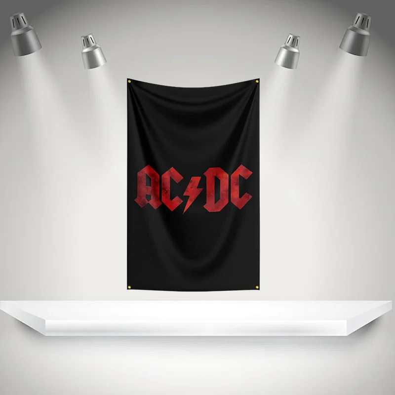 A-ACDC Band Flag Rock Music Band Banner   HD Printing Tapestry Exhibition, Music Band Fans, Garage Decor