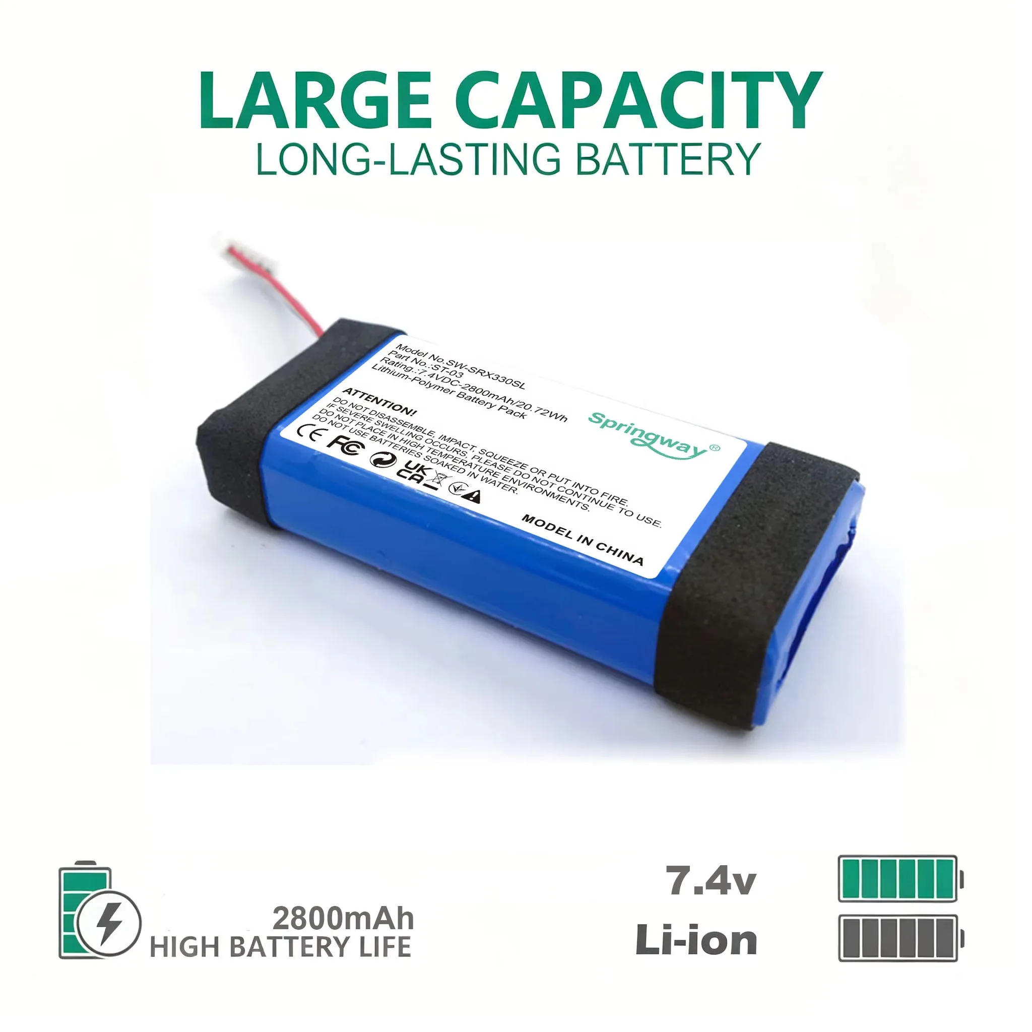 2800mAh Battery Replacement for Wireless Portable Speakers by Sony SRS-X33 ST-03