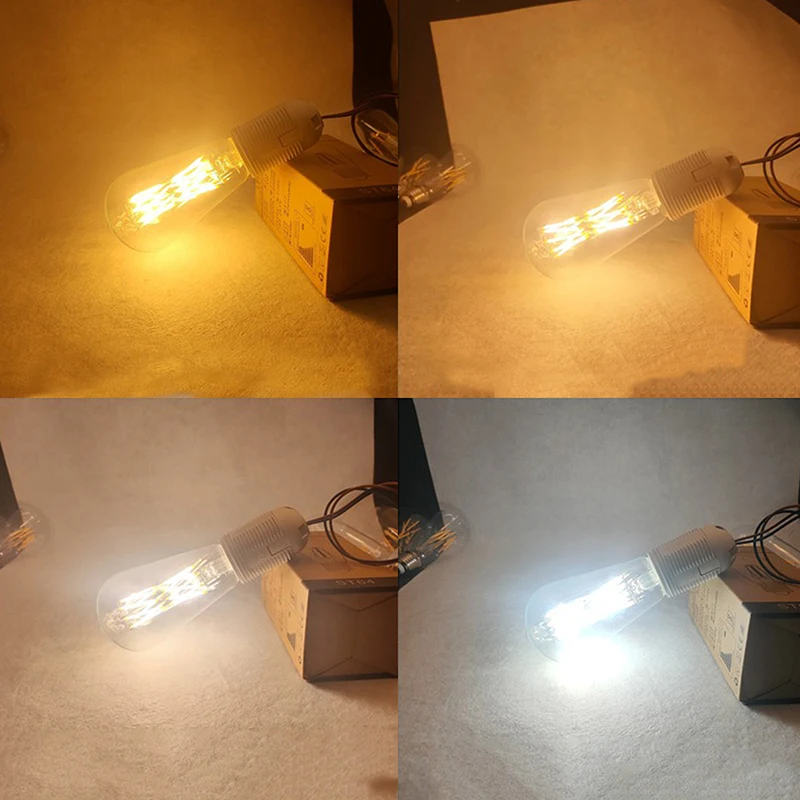 ST64 Vintage Replace LED Filament Bulb E27 12W 16W LED Light Bulb Transparent Glass Antique Shape Decoration Lighting Lamps