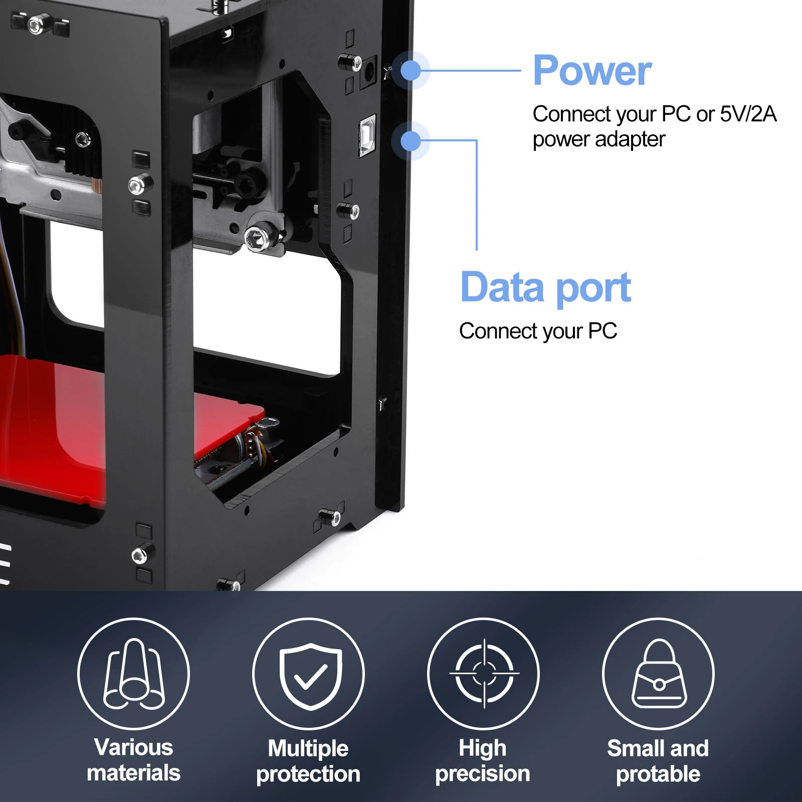 Imagem -03 - Neje Máquina de Gravação a Laser Dk8-kz 1500mw 2000mw 3000mw Desktop Mini Pequena Máquina de Gravação a Laser Máquina de Marcação Plotter