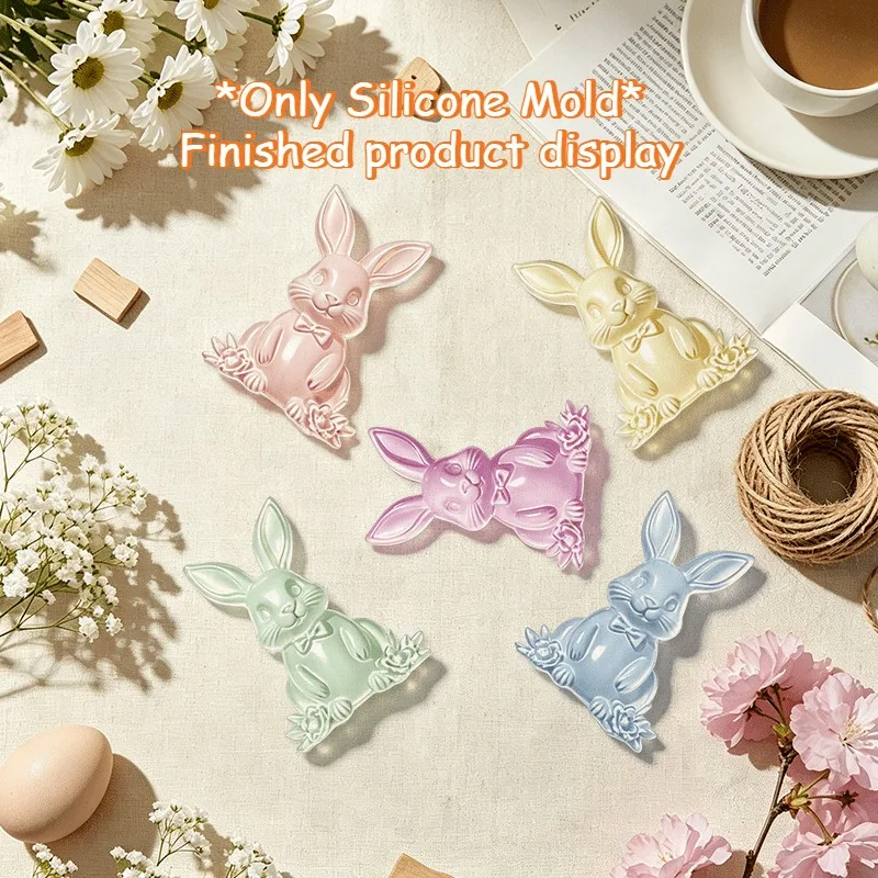 Lovely Rabbit Hanging Slice Silicone Mold, Handmade DIY Resin Gypsum Candle Crafts, Home Decor Ornaments, Christmas Gifts
