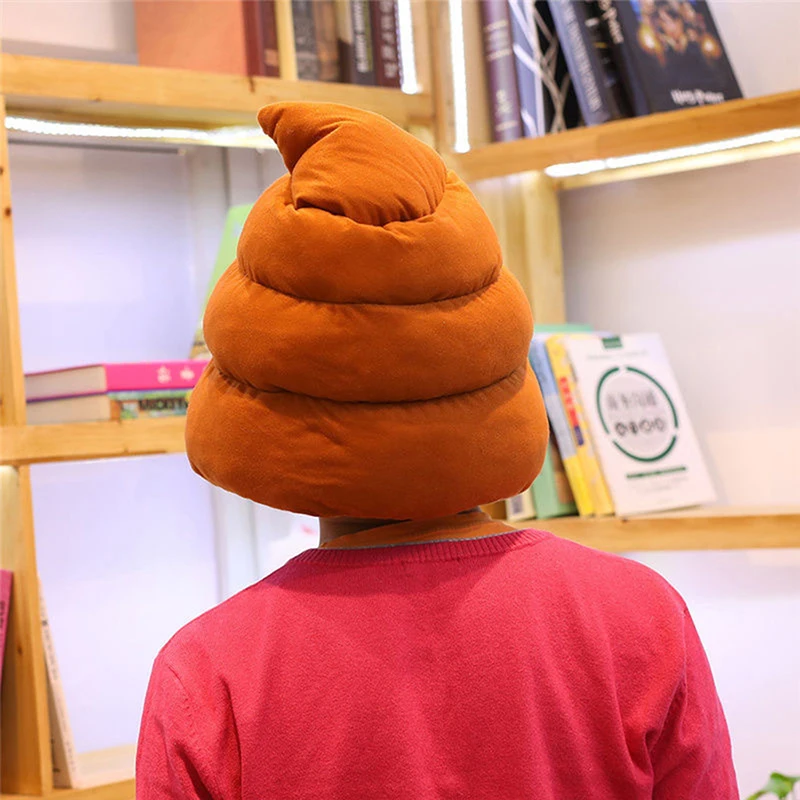 Creative Cute Shit Shape Plush Hat Stuffed Toy Funny Fake Poop Full Headgear Cap Gag Gift Cosplay Party Photo PropsCreative Cute