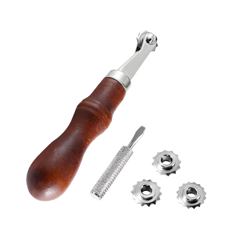 Zxiixz 3/4/5/6mm DIY Leather Craft Over Stitch Line Marking Wheel Gear Roulette Spacing Tool Leathercraft Spacing Sewing Tools