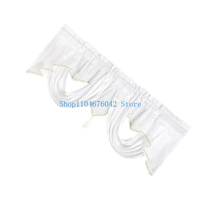 652F Simple Setups Window Scarf Valance With Rod Pocket and Tassels Wavy Design Waterfall Curtain For Interior Styling Decors