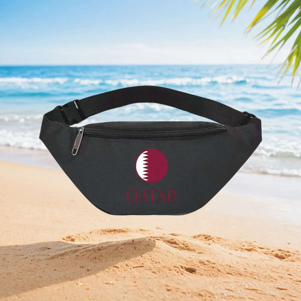 Qatar Flag Circle Design Fashionable Simple Unique Printed Design Waist Backpack Crossbody Chest Bag Street Casual Sporty