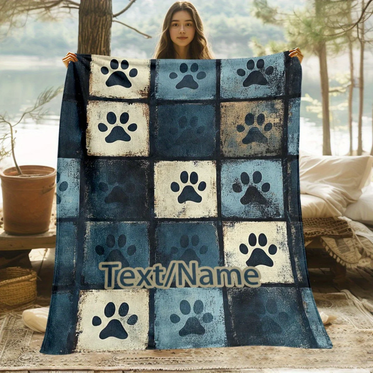 Customized name checkered flannel blanket, suitable for sofas, beds, birthdays, children, friends, and gifts
