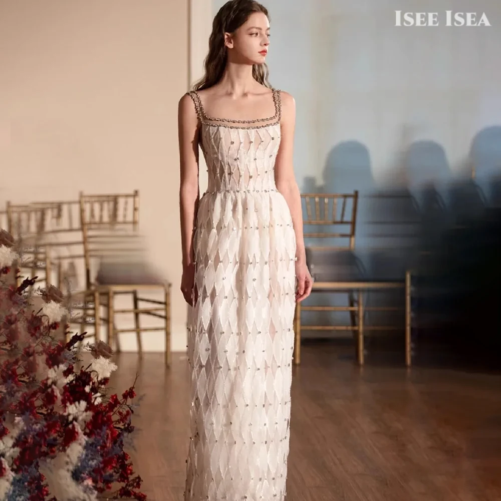 절묘한 이브닝 가운 여성 Tulle Ruffles 스퀘어 칼라 a 라인 Strapless 섹시한 스팽글 Bodycon 약혼 드레스 맞춤형