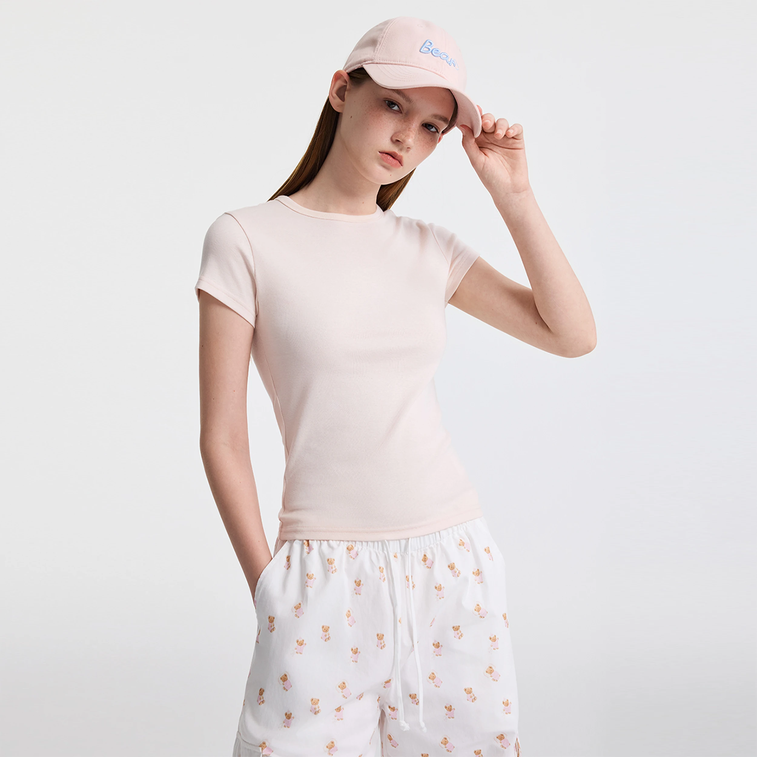 YESCCI Summer New Short Sleeve Top Basic High Stretch Soft Breathable Tops Ladies Draped Slim Cozy Women' S Clothes S56320610