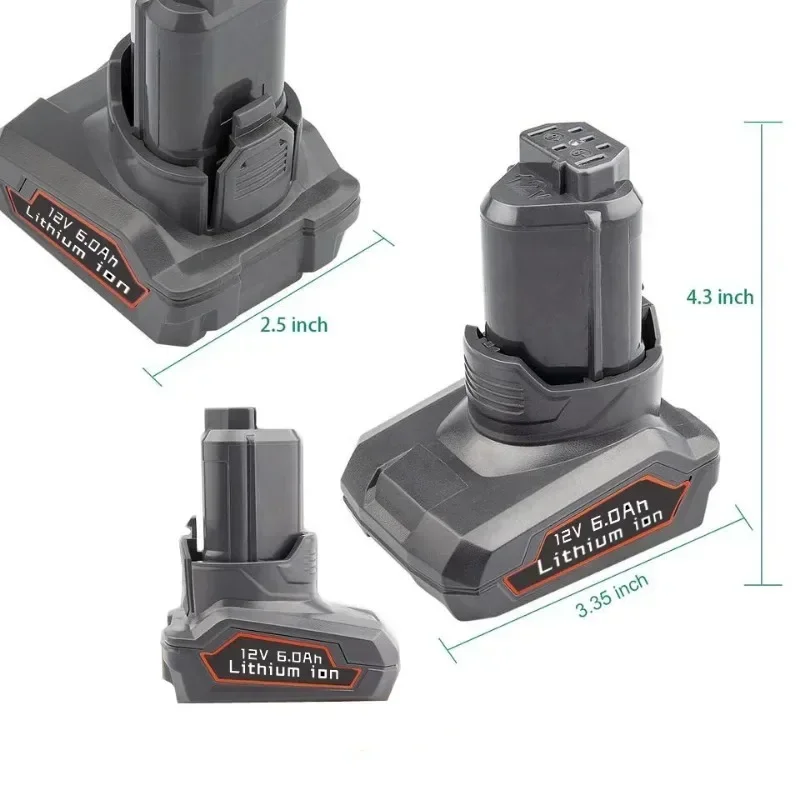L1240 pengganti baterai Lithium 12V 6000mAh, alat listrik tanpa kabel Ridgid R82007 R82009 R82048 R82049 R82059