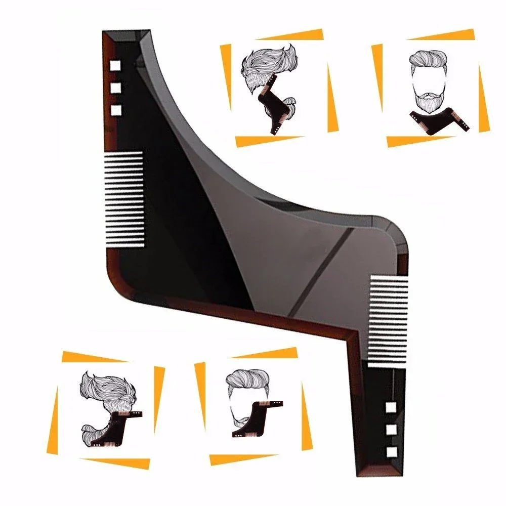 اللحية تصفيف تشكيل قالب مشط أداة الحلاق التماثل التشذيب المشكل الاستنسل اللحية فرشاة شعر الاستنسل صالون أدوات التصميم