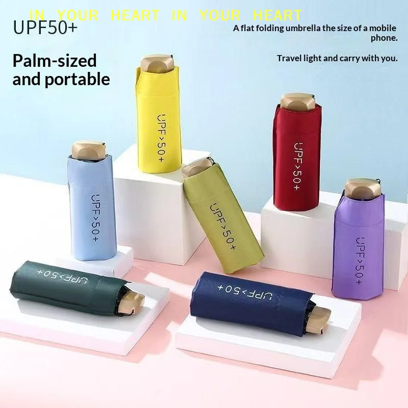 【X】Waterproof Mini Anti-UV Umbrella 6 Reinforced Ribs Windproof Dual Use for Sunny Rainy Days Portable for Outdoor Activities