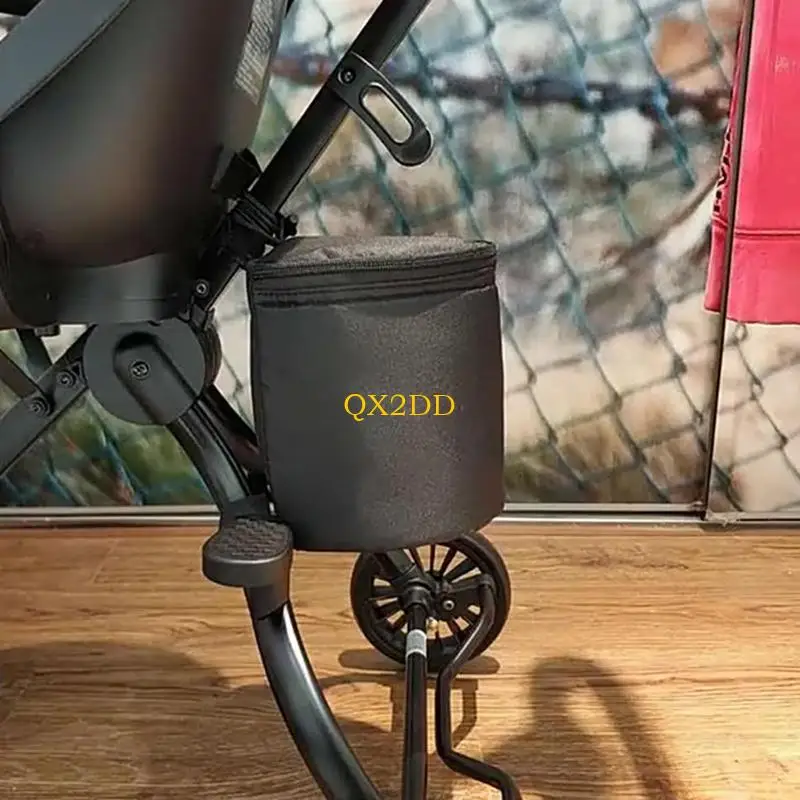 QX2D Baby Stroller Bag Portable Hanging Storage with Lid and Zipper for Milk Bottle Diaper Bag Tissue Wet Paper