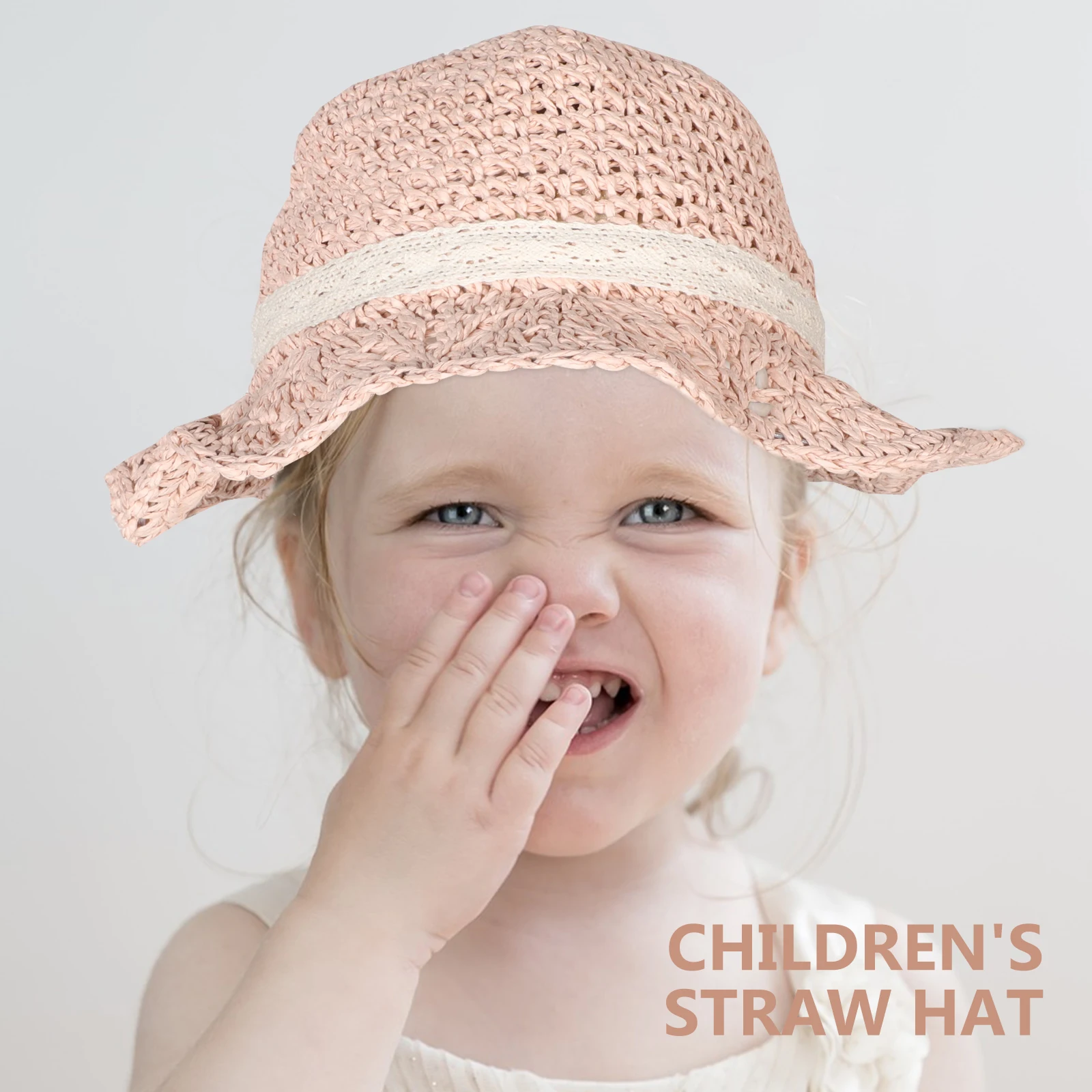 

Toddler Straw Sun Uv Protection Kids Summer Lightweight Breathable Braided Adjustable Outdoor Fisherman Cap Woven Bucket
