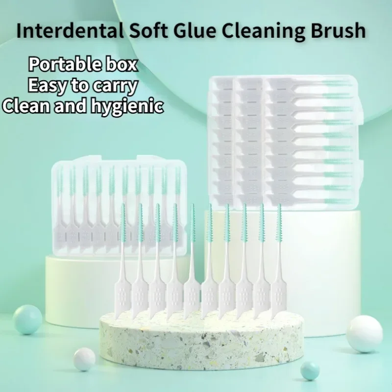 

Interdental Soft Glue Cleaning Brush Double End ToothBrush Toothpicks Brushes Inter Dental Disposable Floss Oral Hygienee tool