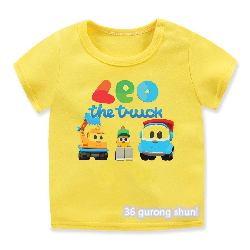 2024 New Cute Leo The Truck Tv Show T-shirt Cartoon Print Children'S T Shirt Funny Toddler Baby Tshirts Casual Kids Yellow Shirt