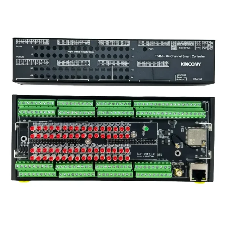KinCony ESP32 Tiny Smart Controller-T64M (64CH MOSFET) with Rotatable Design-Universal Use