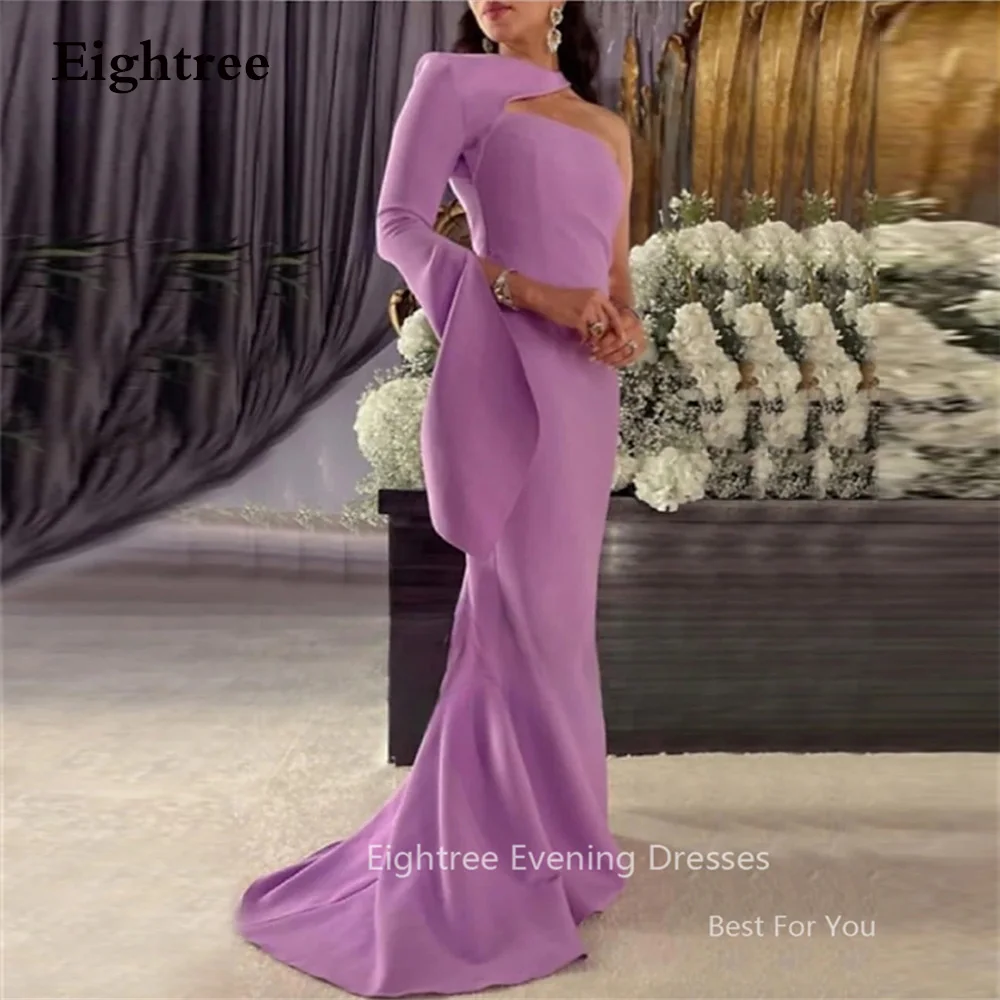 

Eightree Lavender Evening Dresses One Shoulder Long One Shoulder Halter Mermaid Evening Gowns for Women Long Sleeve Party Dress