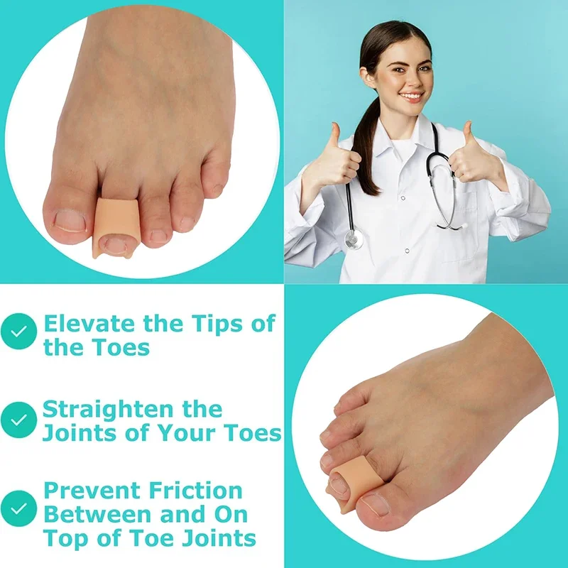 Pexmen 2 peças alisador de dedo do pé de martelo corretor de dedo do pé para enrolado torto dobrado e garra dedos levantar ponta do dedo do pé almofada