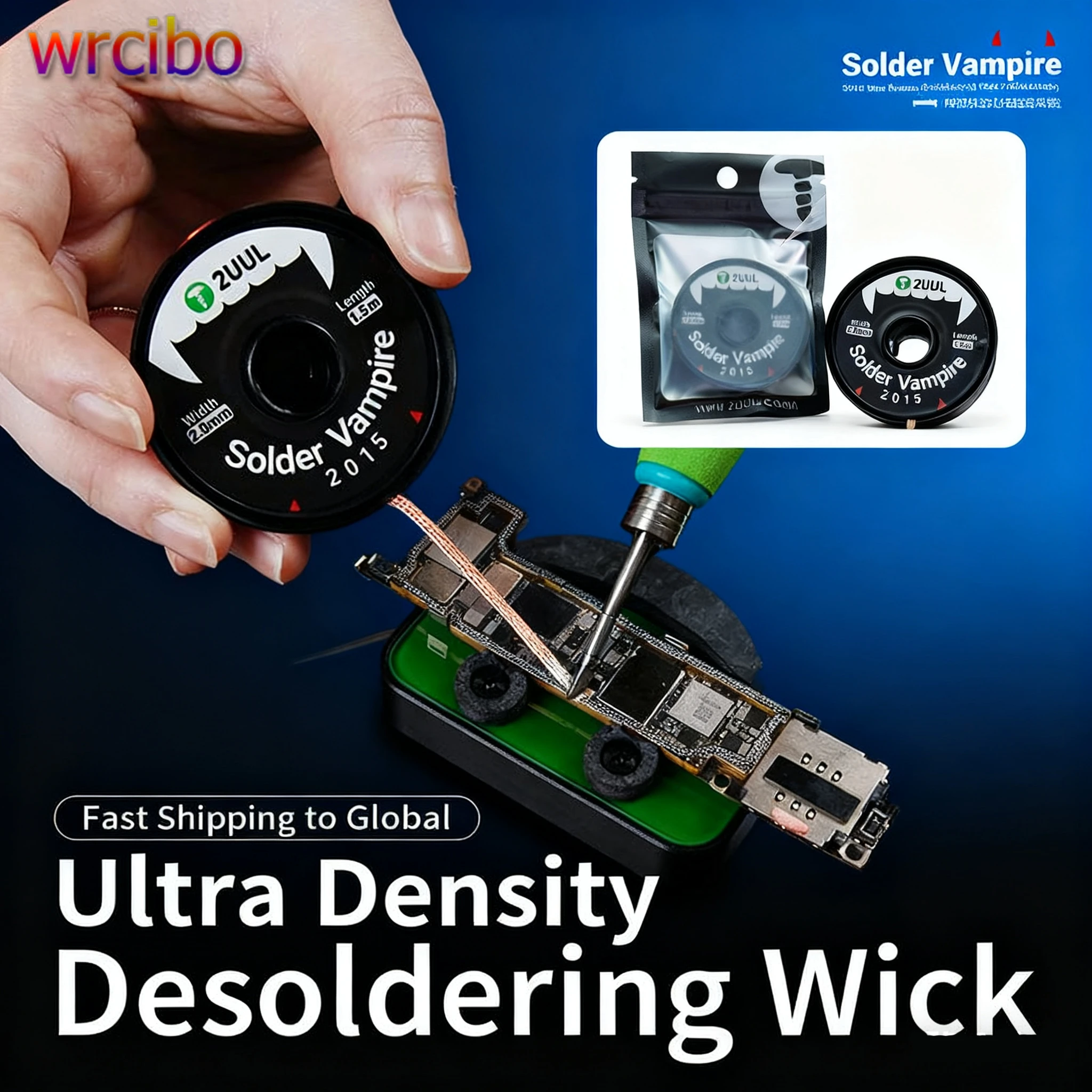 

2UUL DW16 Фитиль для припоя 2015 г., оплетка для распайки, 10 рулонов, отдельная упаковка, плетение высокой плотности для быстрого и чистого удаления пайки