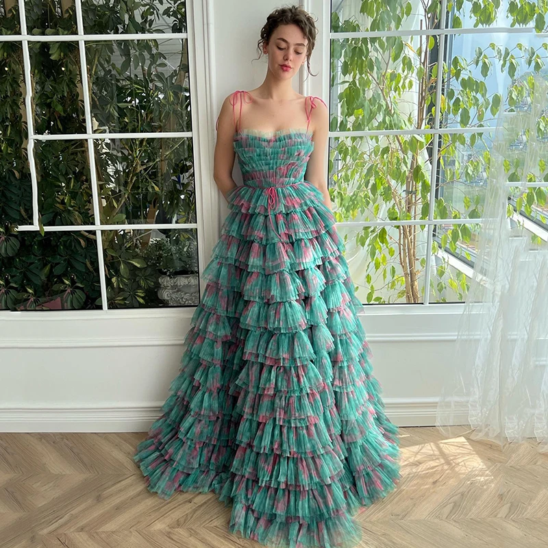 Eightree Elegant A-Line Prom Dresses 2023 Sweetheart Ruffled Floral Printed Evening Dress Formal Cocktail Party Gowns Plus Size