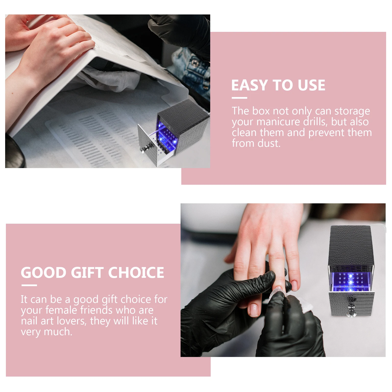 

Nail Art Drill Cleaning Box Case Bits Grinding Head Holder for Desk Portable Organizer Tray Acrylic Tool Machine
