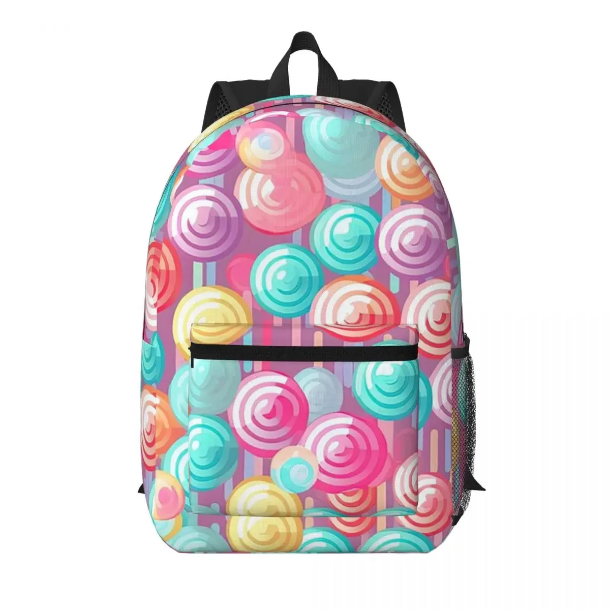 Colorful Candy Lollipop Themed Student Backpack School Bag Hiking Travel Daypack for Boys Girls Bookbag Shoulder Bags