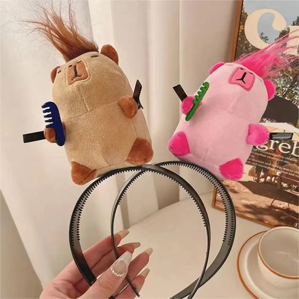 Cartoon Hairstyle Fixing Tool Capybara Hair Band Plush Headdress Headpiece Taking Photos Wash Face Headwear Ornament Makeup