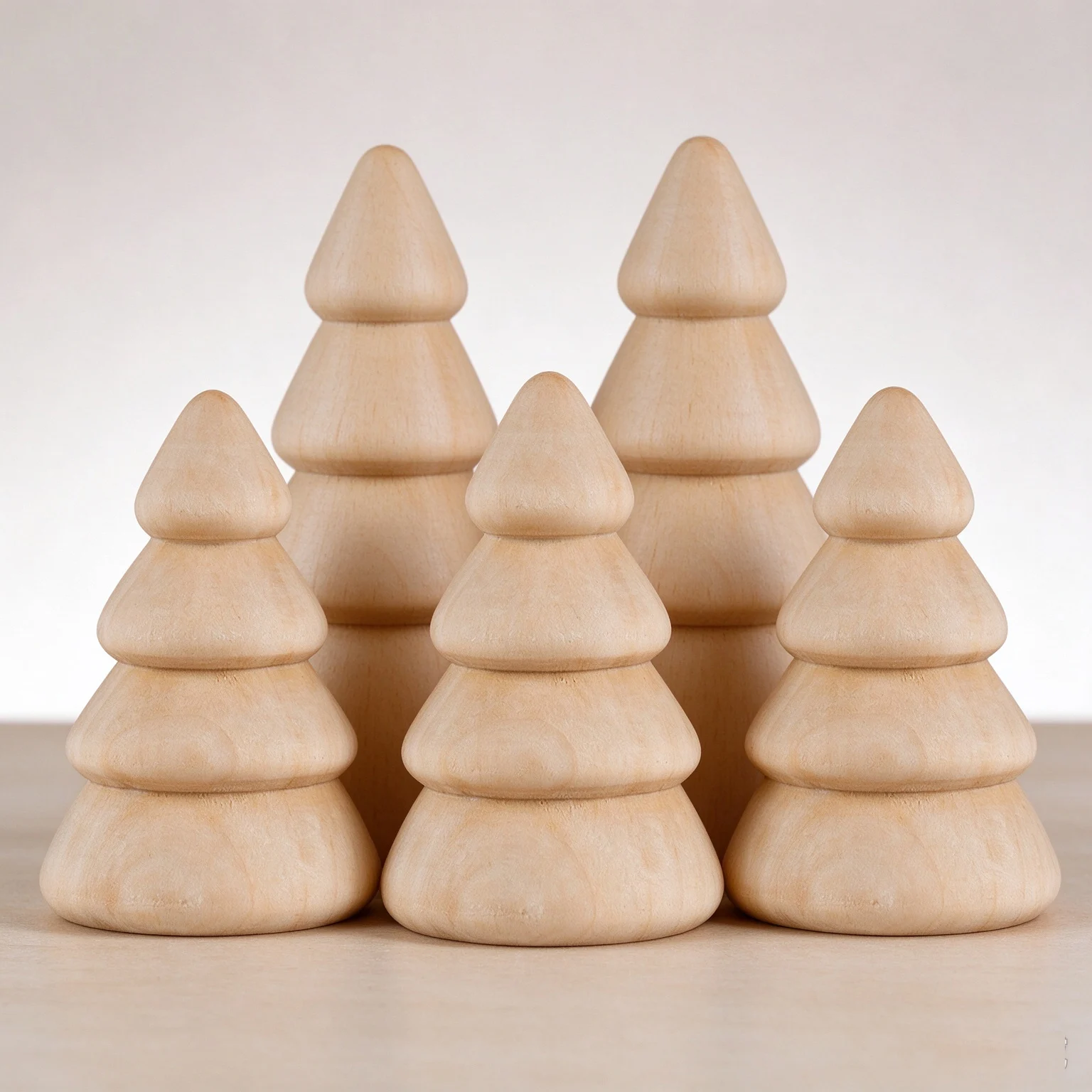 10pcs Unfinished Wooden Christmas Trees Painted Crafts Peg Doll DIY Blank Graffiti Forest Trees Xmas Decoration