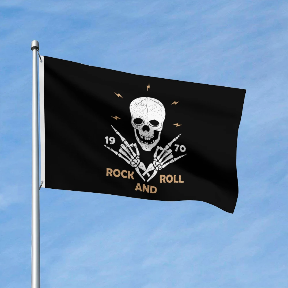 

Rock Skull Flag 90*150cm 120*180cm,Music Lover Room Decor Tapestry,Outdoor decorative flags
