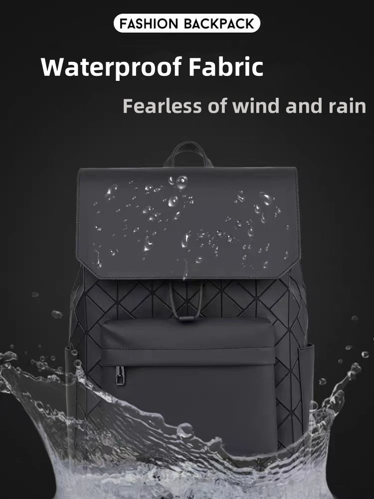 Mochila de grande capacidade para homens, casual, geométrica, grade de diamante, elegante, high-end e leve