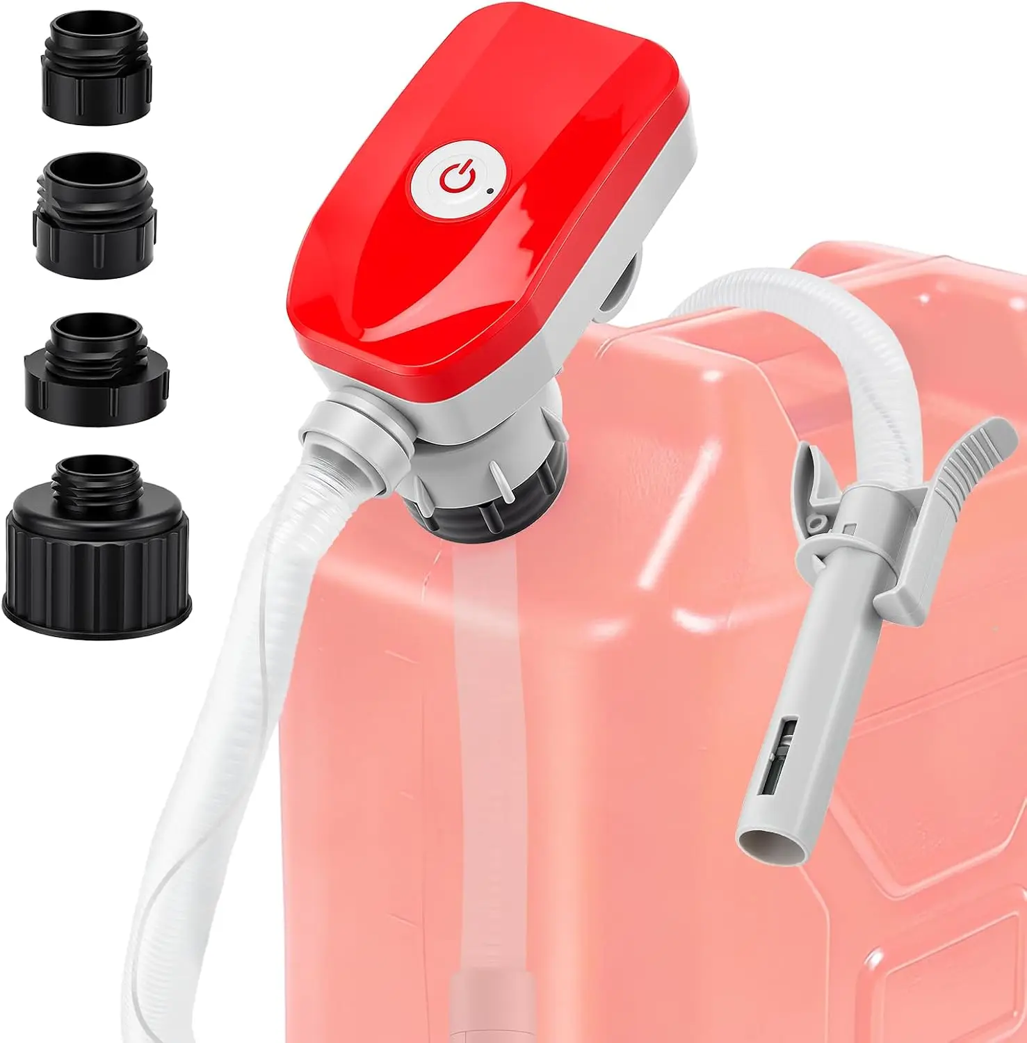 Automatische elektrische Kraftstoffpumpe, batteriebetriebene Kraftstoffpumpe mit Auto-Stopp, 3,2 GPM, 51'' Schlauch, Benzinpumpe mit 3 Adaptern, Kraftstoffpumpe für Benzinkanister für Öl, Diesel,