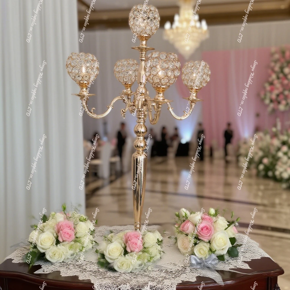 

80cm)5-12pcs)f45 Tall Candle Holders for Weddings Gold Silver Diamond Crystal Chandelier Candlestick Wedding Table Centerpieces