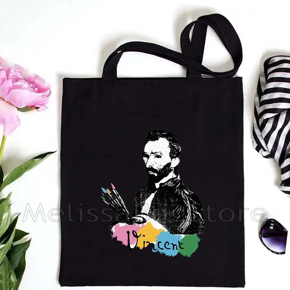 Van Gogh Painting Women Canvas Shoulder Bag High Capacity Tote Bag Aesthetics Sunflower Shopping Handbags Starry Night Books Bag