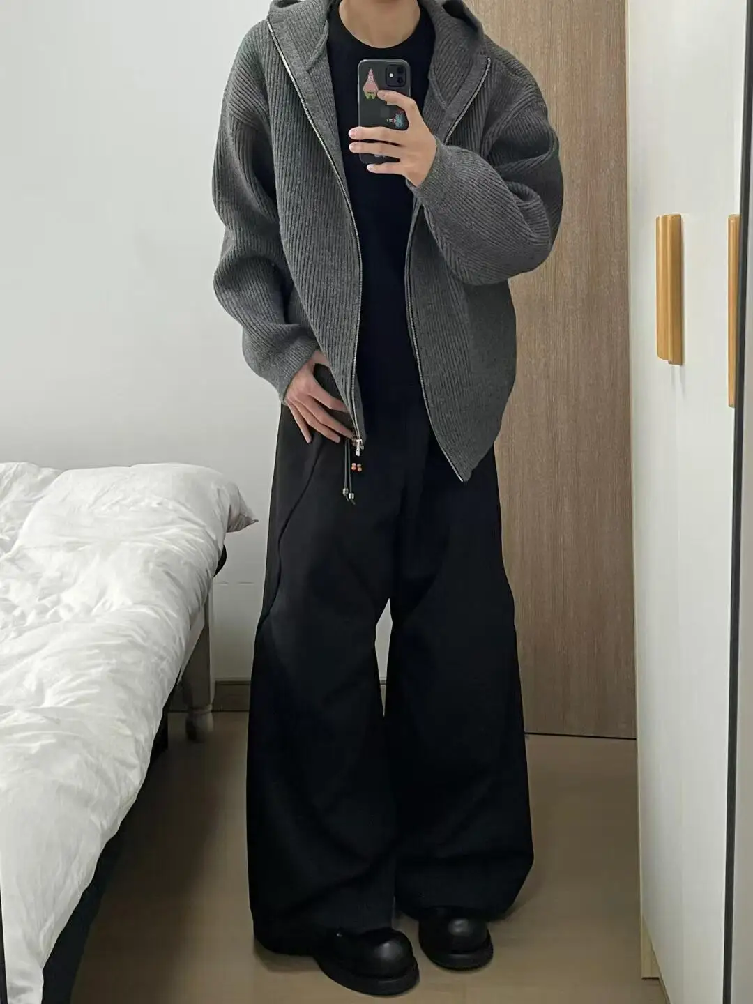 Amerykański sweter retro z zamkiem błyskawicznym, golfem, kapturem, rozpinany kardigan, casualowy, wełniany, dzianinowy sweter dla mężczyzn i kobiet.