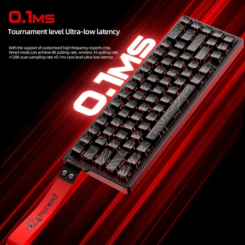 Imagen 2 del producto Teclado mecánico FREEWOLF F68PRO 8K, interruptor magnético, precisión RT de 0,01mm, velocidad de escaneo de 128K, teclados para juegos RGB aduaneros