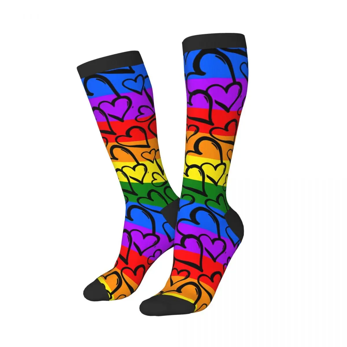 High Socks Gay Pride Rainbow Pattern Over Knee Socks Streetwear Long Hosiery for Daily