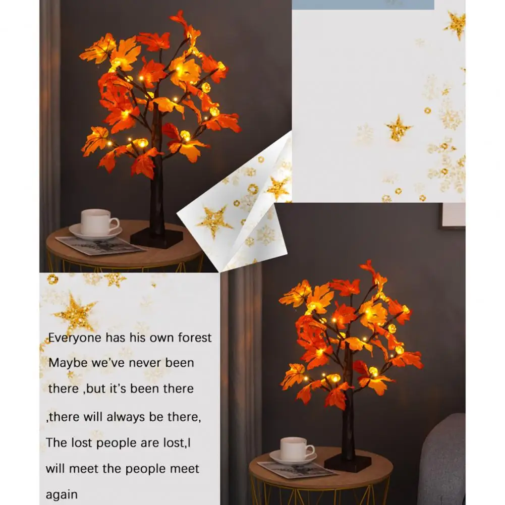 

Adjustable Branches Lamp Festive Fall Maple Tree Lamp 24led Pumpkin Maple Leaf Light for Thanksgiving Halloween Christmas