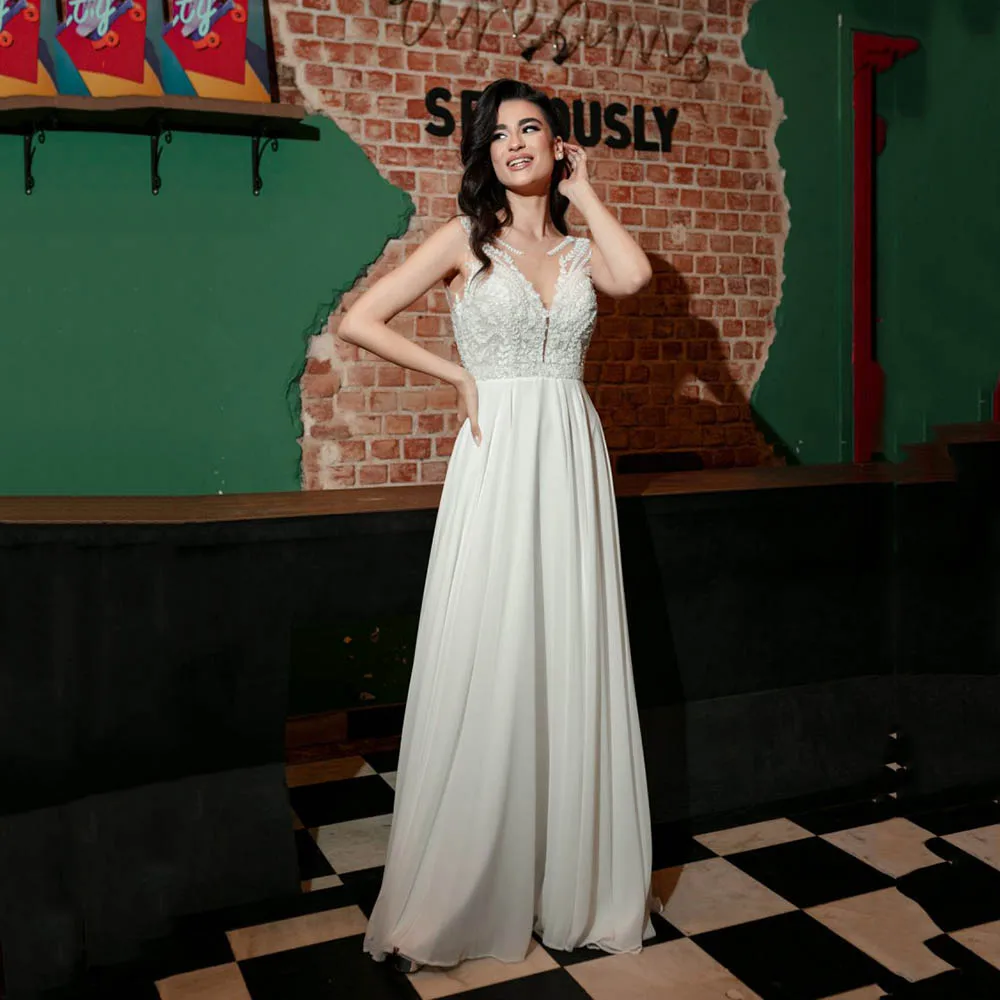 فساتين زفاف بوهو للنساء فستان العروس على شكل حرف v بدون ظهر مزين بالدانتيل فساتين زفاف Vestidos De Novia 2025 مخصصة #1