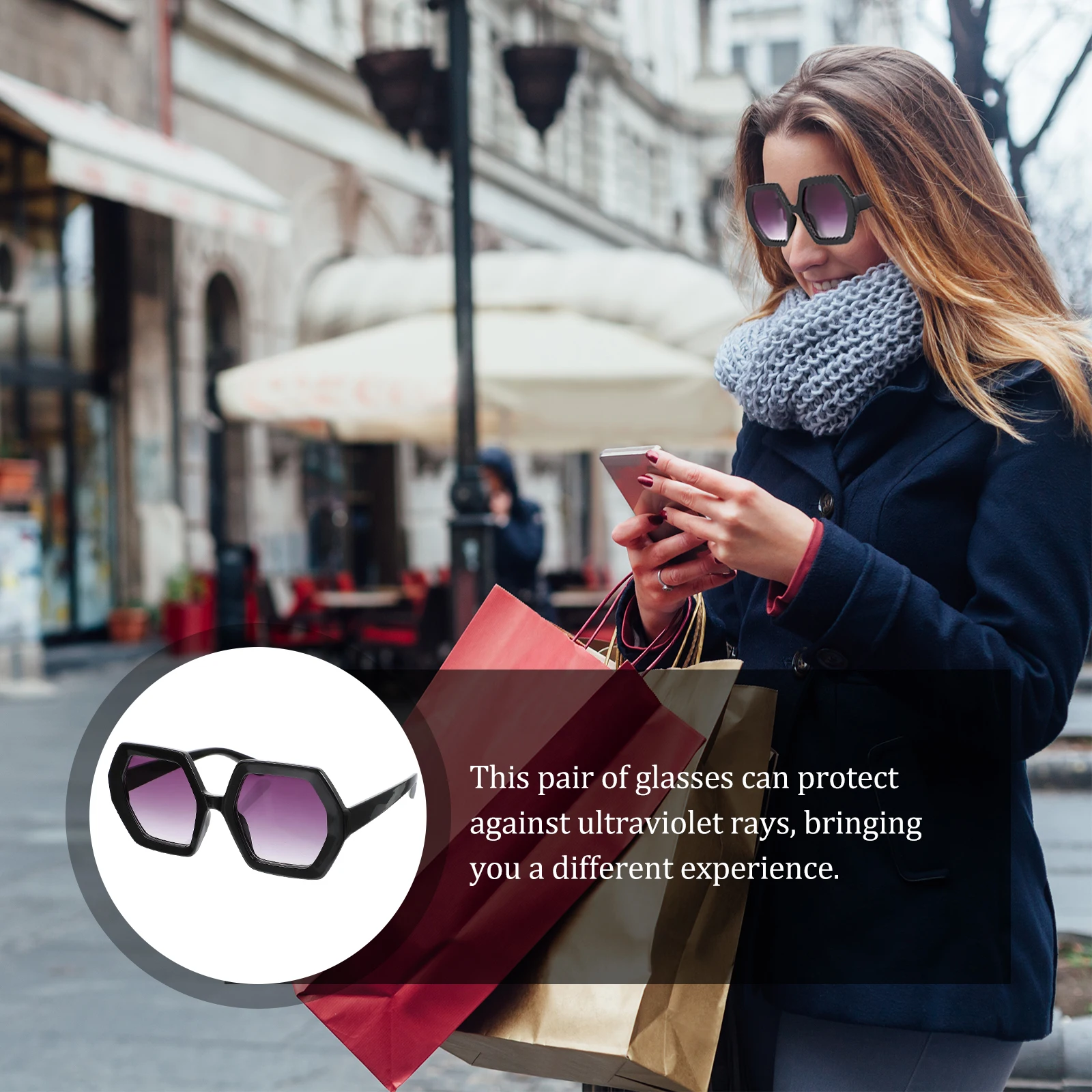 

Stylish Sunglasses Hexagon Fashion Eyewear Women Beach Party UV400 Polarized Lenses Gifts Sunglasses Accessories