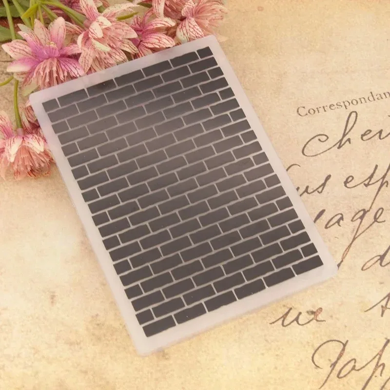 3D-geprägter Ordner für DIY-Relief-Bastelarbeiten, Ziegelwandmuster, Hintergrund, Grußkarte, Scrapbooking, Kunststoff-Vorlagenherstellung