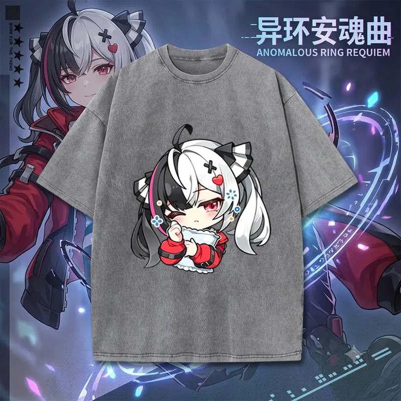 Anime Neverness To Everness Lacrimosa‌ Graphic T-Shrit Men Vintage Washed Oversized Short Sleeve T Shirt Y2k Hip Hop Streetwear