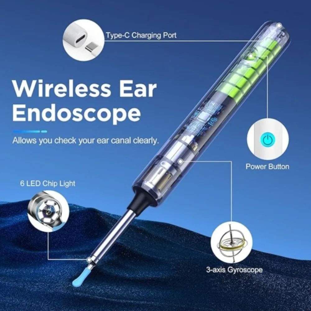 Portable Visual Ear Cleaner USB Charging LED Lights Ear Sticks WIFI Connection with Camera Ear Wax Removal Kit Ear Cleaning Tool