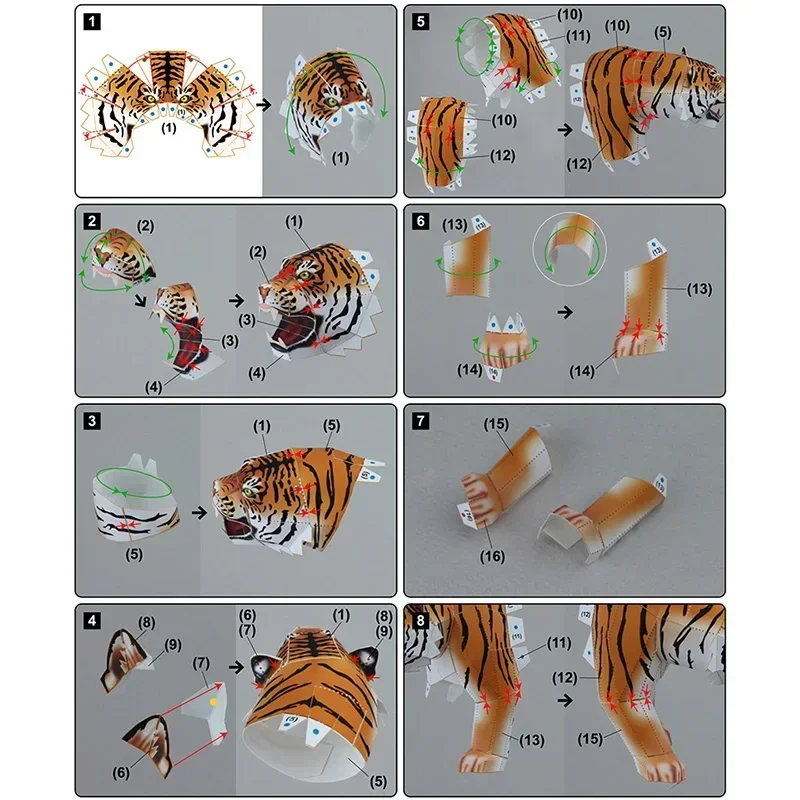 Tigre Origami Art pliant Mini mignon modèle en papier 3D Papercraft figurine animale bricolage enfants adultes jouets artisanaux faits à la main QD-240