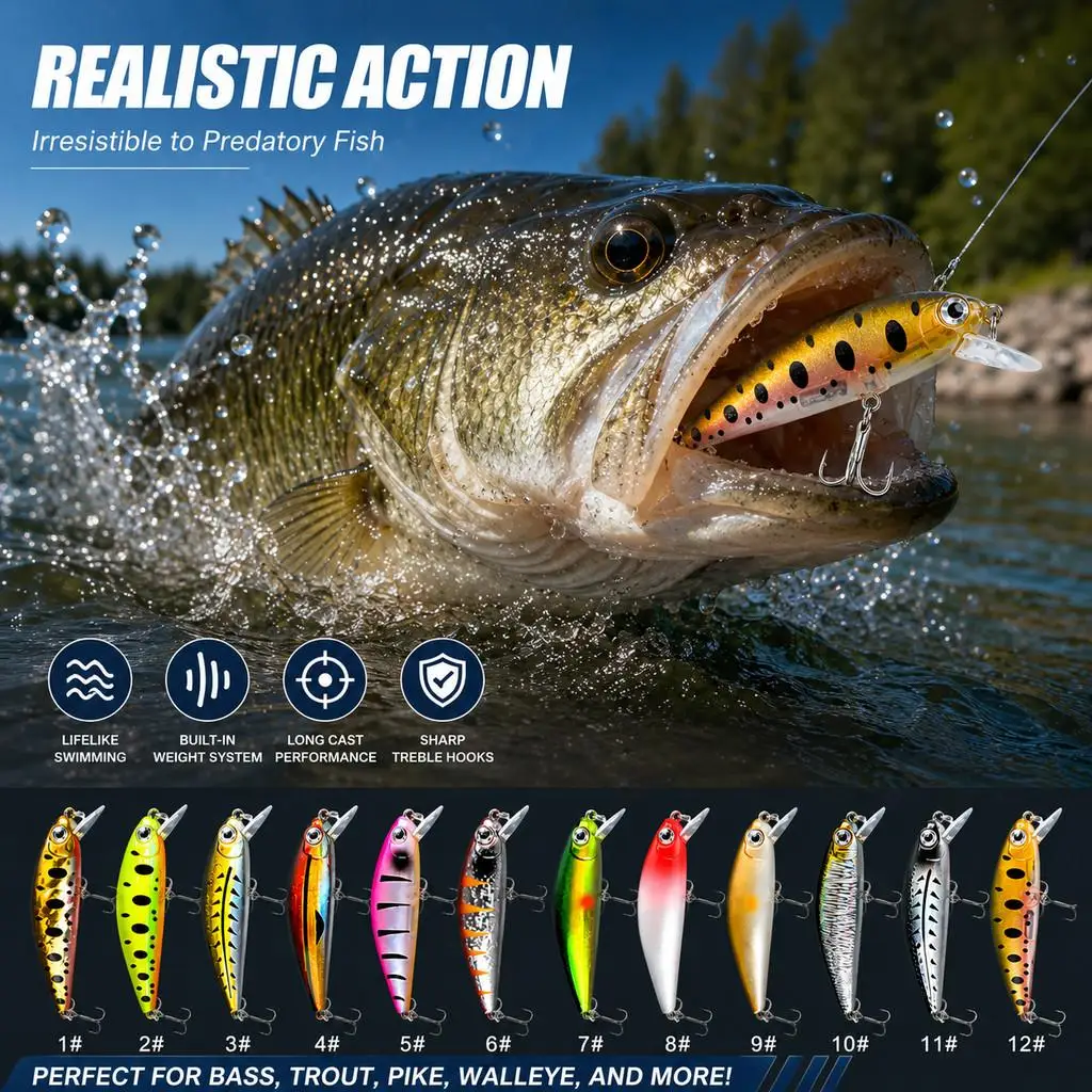 Fishing Lure 8cm/11g Sinking Minnow Fishing Gear Ghost Shrimp Underwater Hard Bait Fishing Tackle