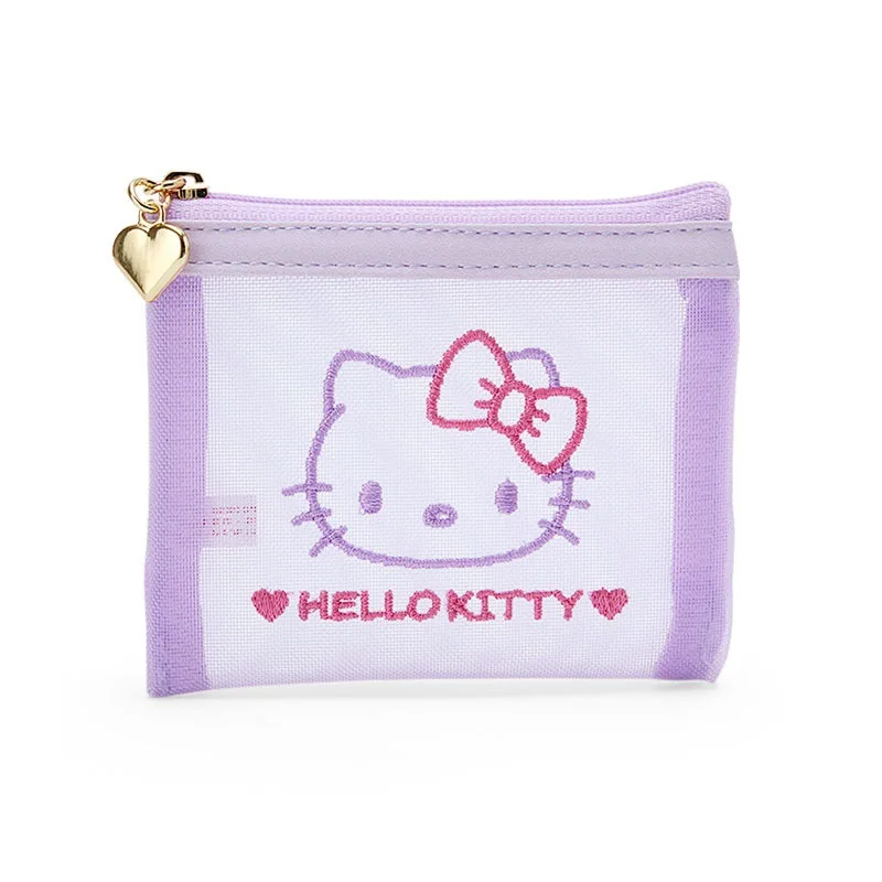 Kawaii Anime Sanrio Hellokitty Cute Melody Kuromi Mesh Embroidered Makeup Bag Small Item Storage Bag Gifts for Girlfriends