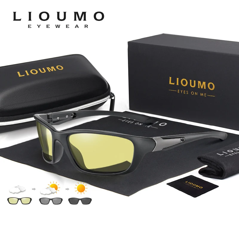 LIOUMO Outdoor Sunglasses For Man Polarized Photochromic Cycling Night Vision Glasses Chameleon Goggle lentes de sol hombre