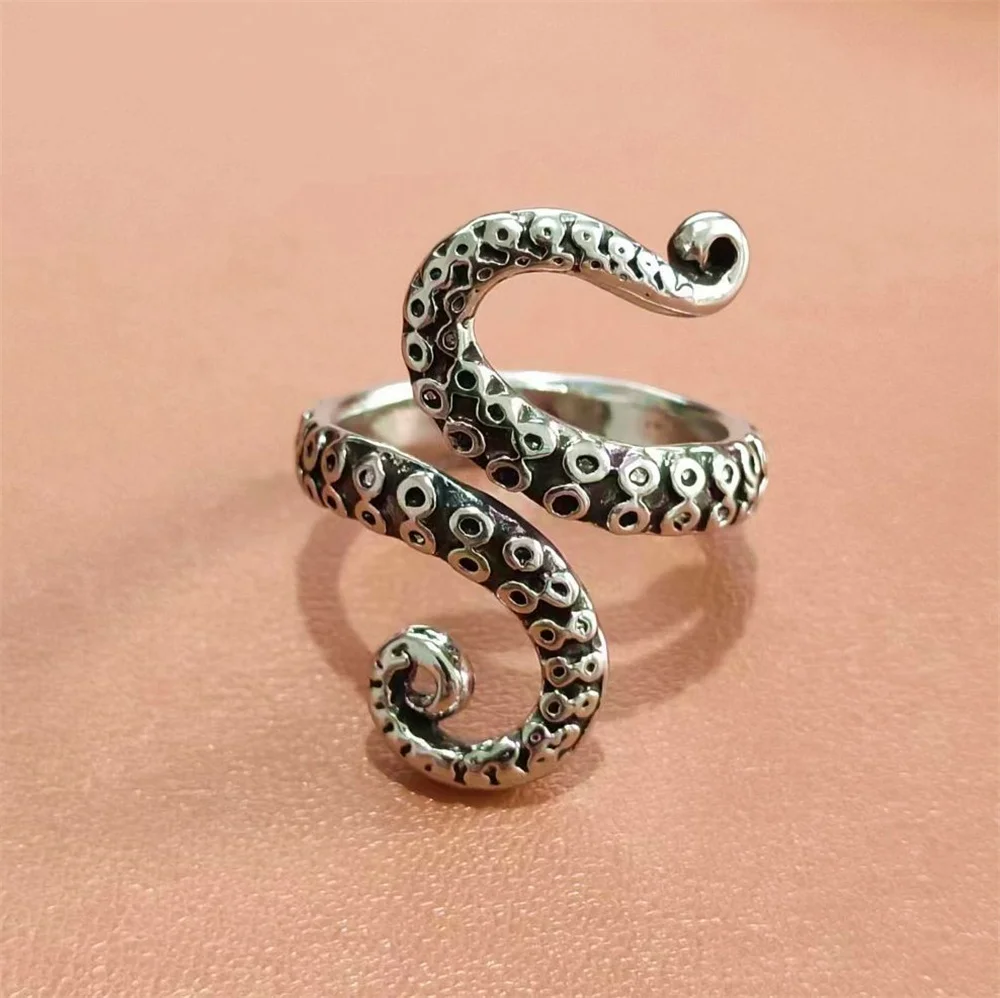 Punk Octopus Living Mouth Adjustable Ring Men'S Dark Vintage Personalized Animal Ring Inspired Designer Jewelry Мужские Кольца