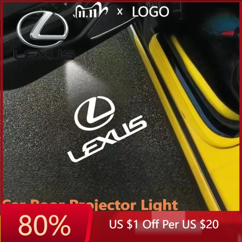 

Горячая новинка 2026: 2 шт. модных светодиодных наклеек для интерьера автомобиля, проектор логотипа для дверей Lexus ES300, RX330, RX300, GS300, IS250, IS200
