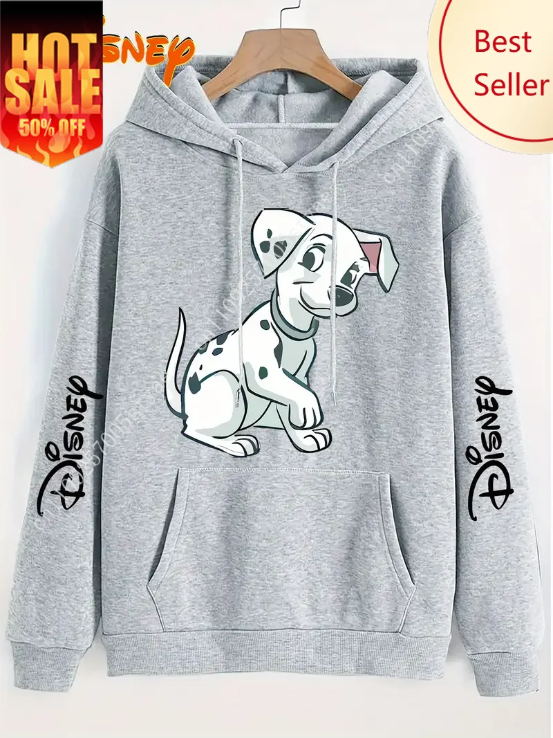 

Women's Disney 101 Dalmatians Dogs Men Fleece Hoodies Cotton Hoody Sweatshirt Pullover Autumn Winter Oversized Long Sleeves Tops