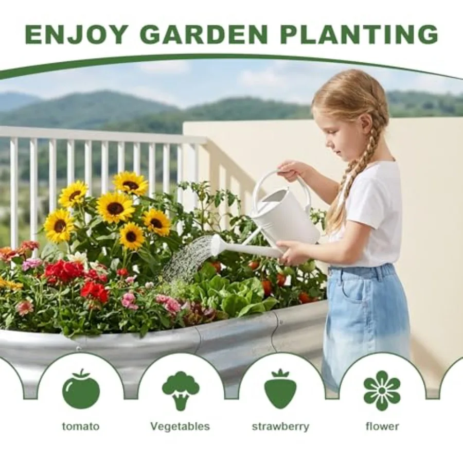 3 Pack 4×2×1.5ft Galvanized Raised Garden Beds Outdoor Sturdy Planter Boxes for Vegetables Fruits Flowers and Plants Easy Assem